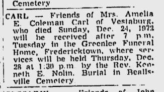 Amelia Carl obit